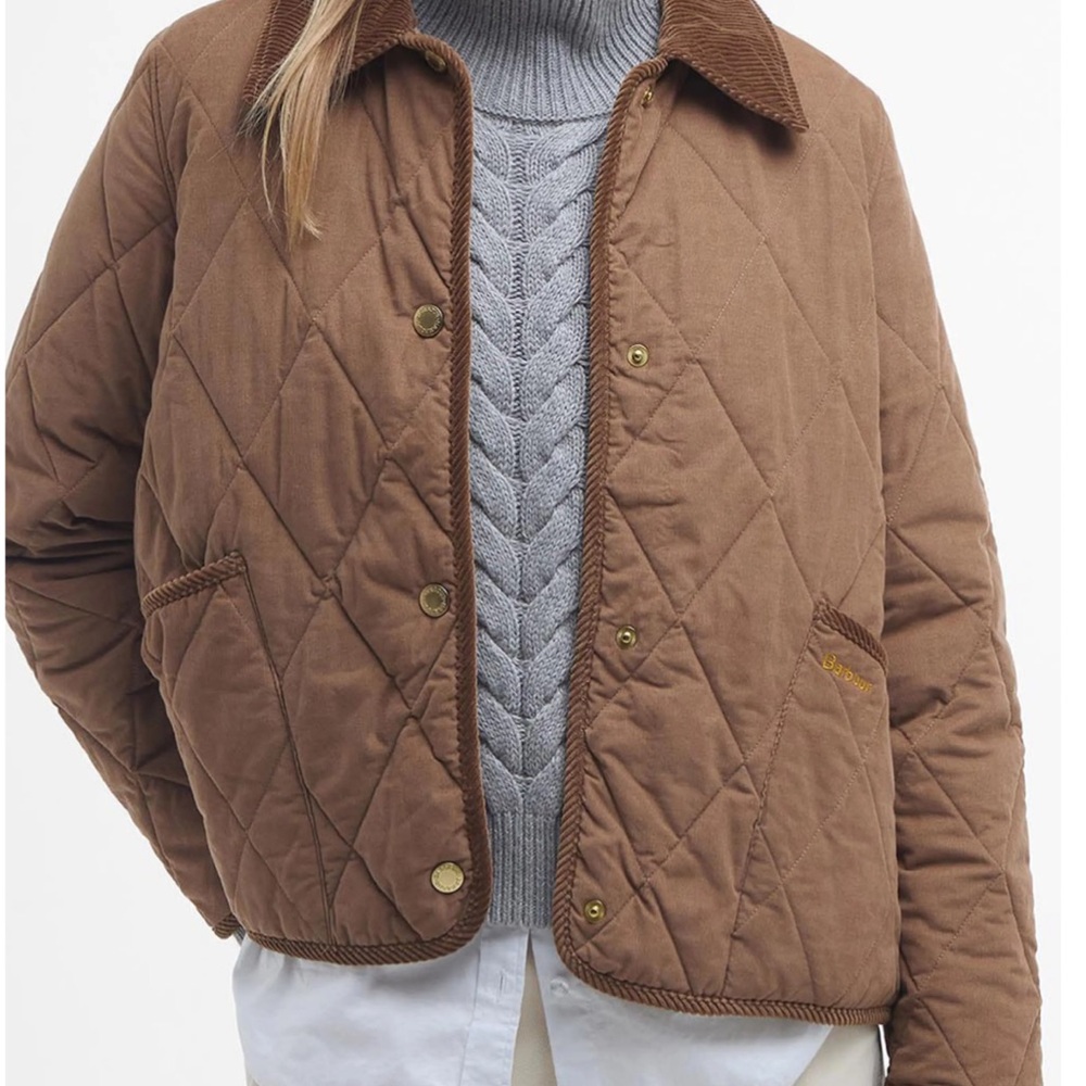 Barbour Tan Quilted Bomber Jacket
